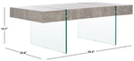 Safavieh Jacob Rectangular Glass Leg Modern Coffee Table, COF7001 - Light Concrete