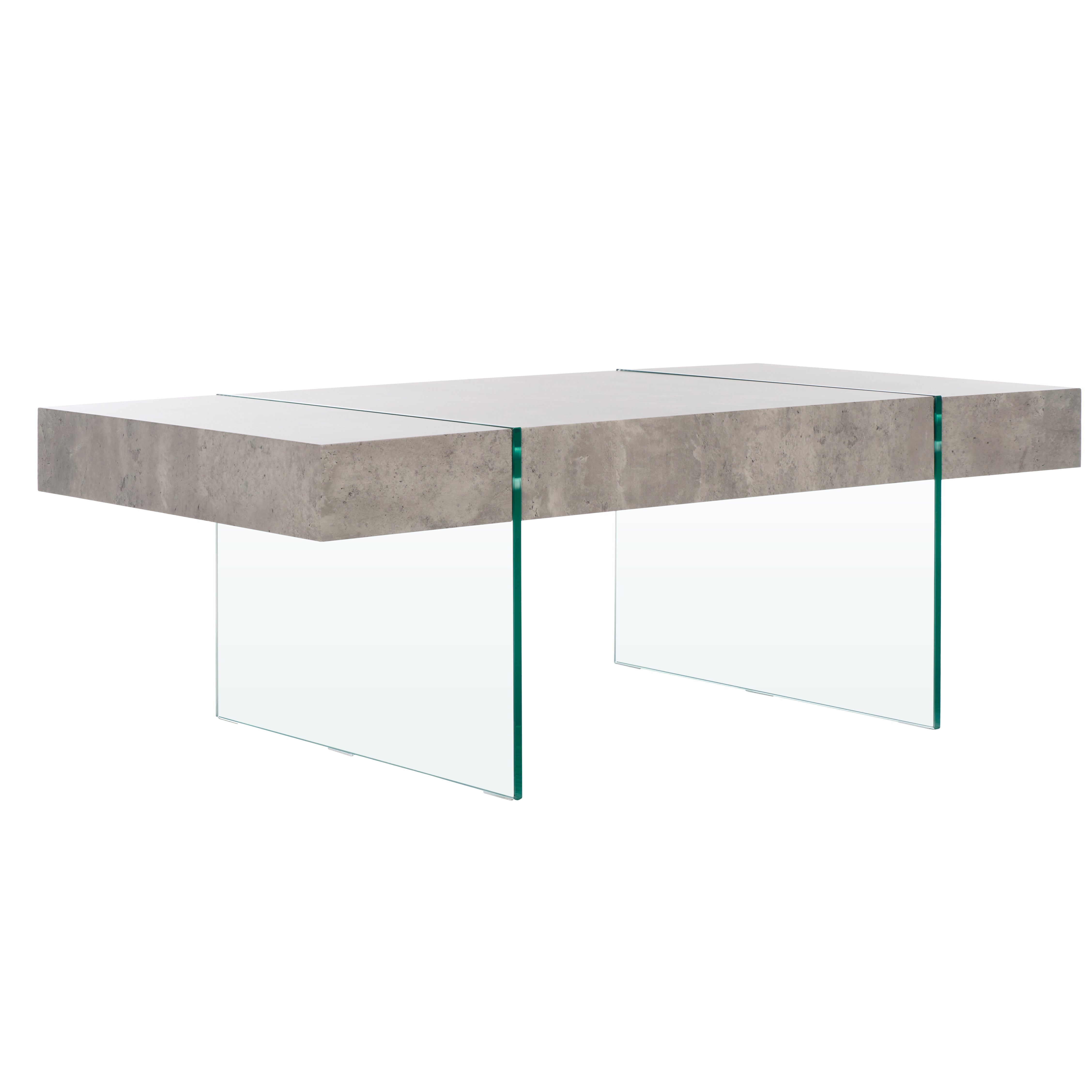 Safavieh Jacob Rectangular Glass Leg Modern Coffee Table, COF7001 - Light Concrete