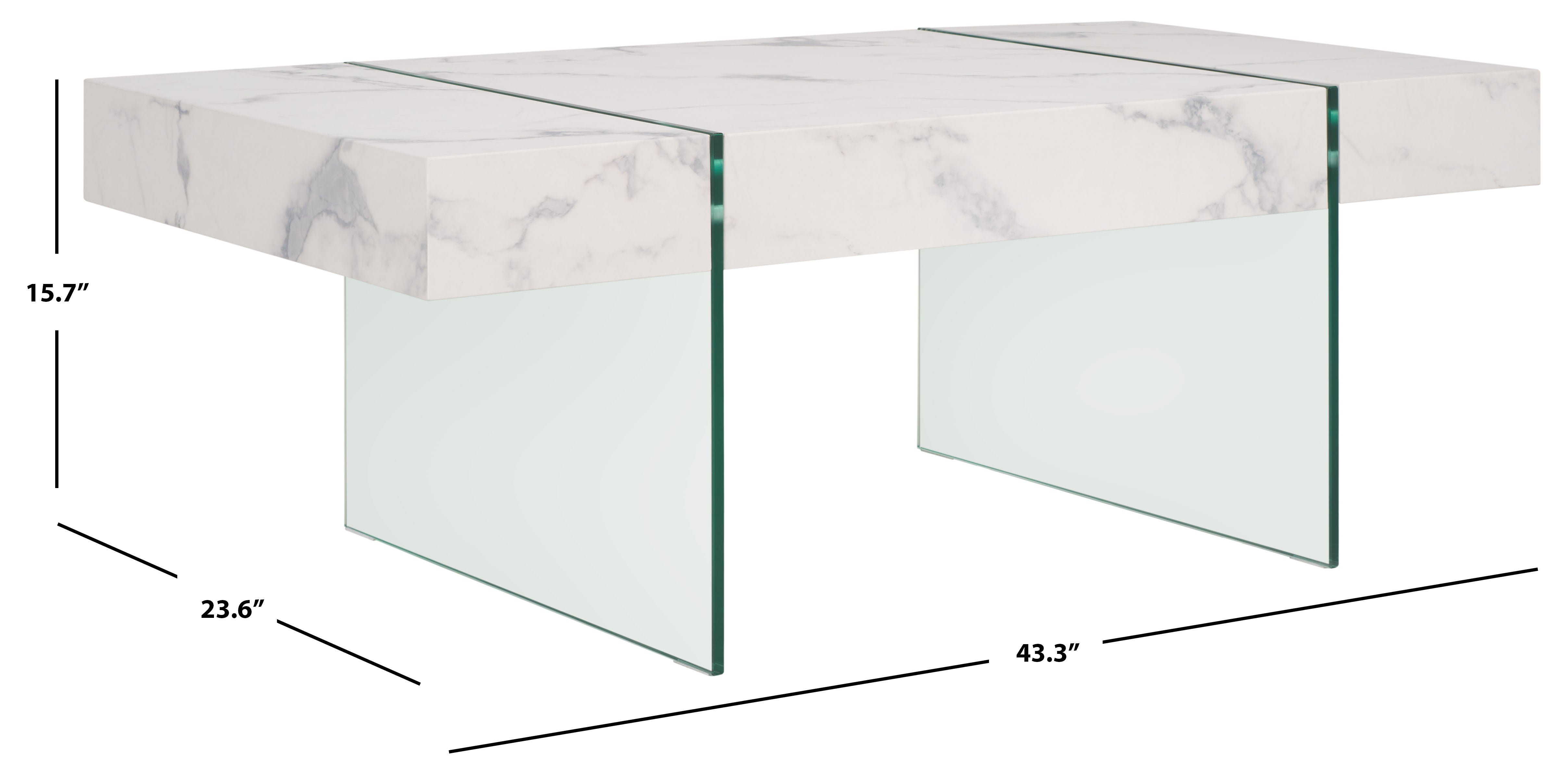 Safavieh Jacob Rectangular Glass Leg Modern Coffee Table, COF7001 - White / Clear