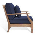 Safavieh Couture Martinique Wood Patio Armchair - Natural / Navy