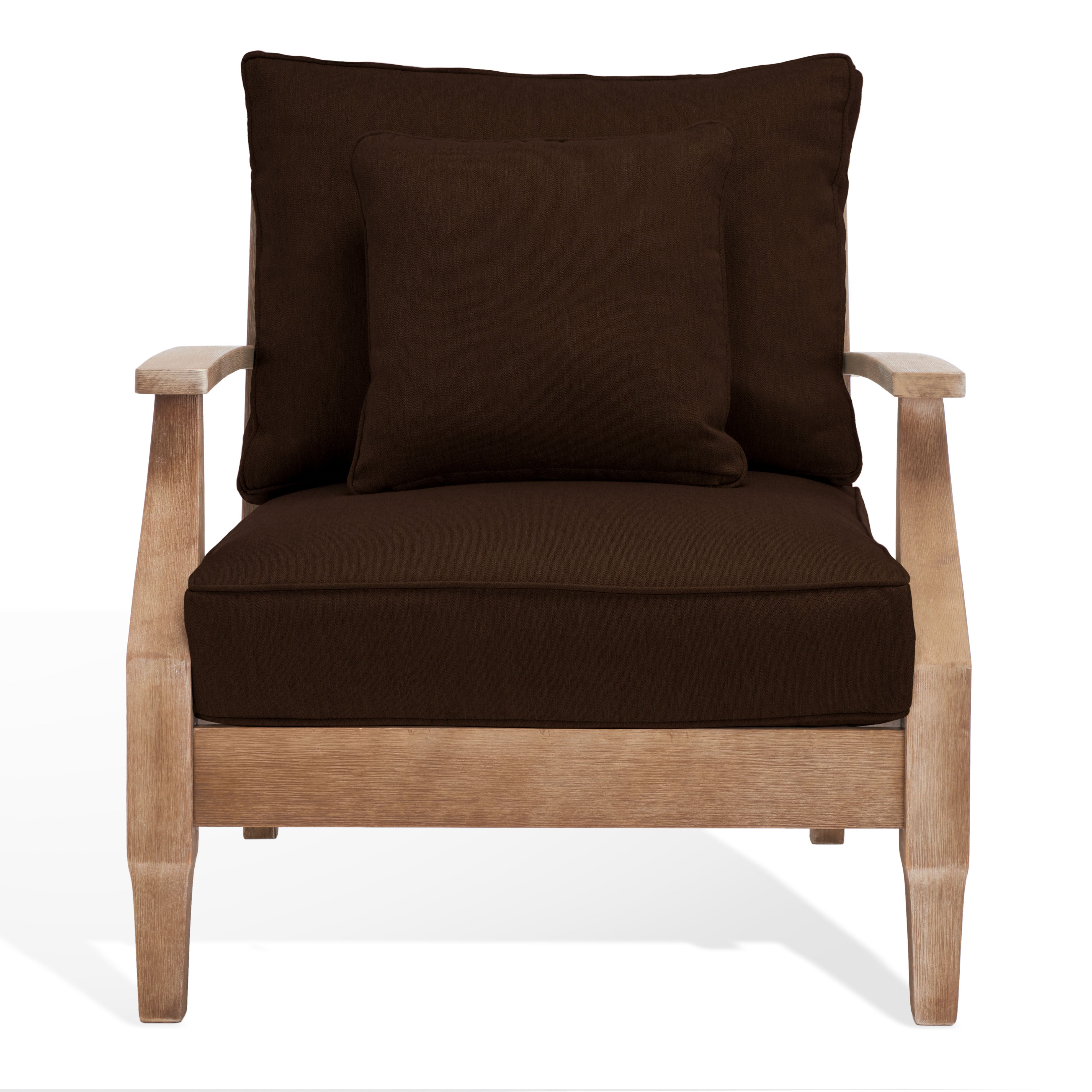 Safavieh Couture Martinique Wood Patio Armchair - Natural / Dark Brown