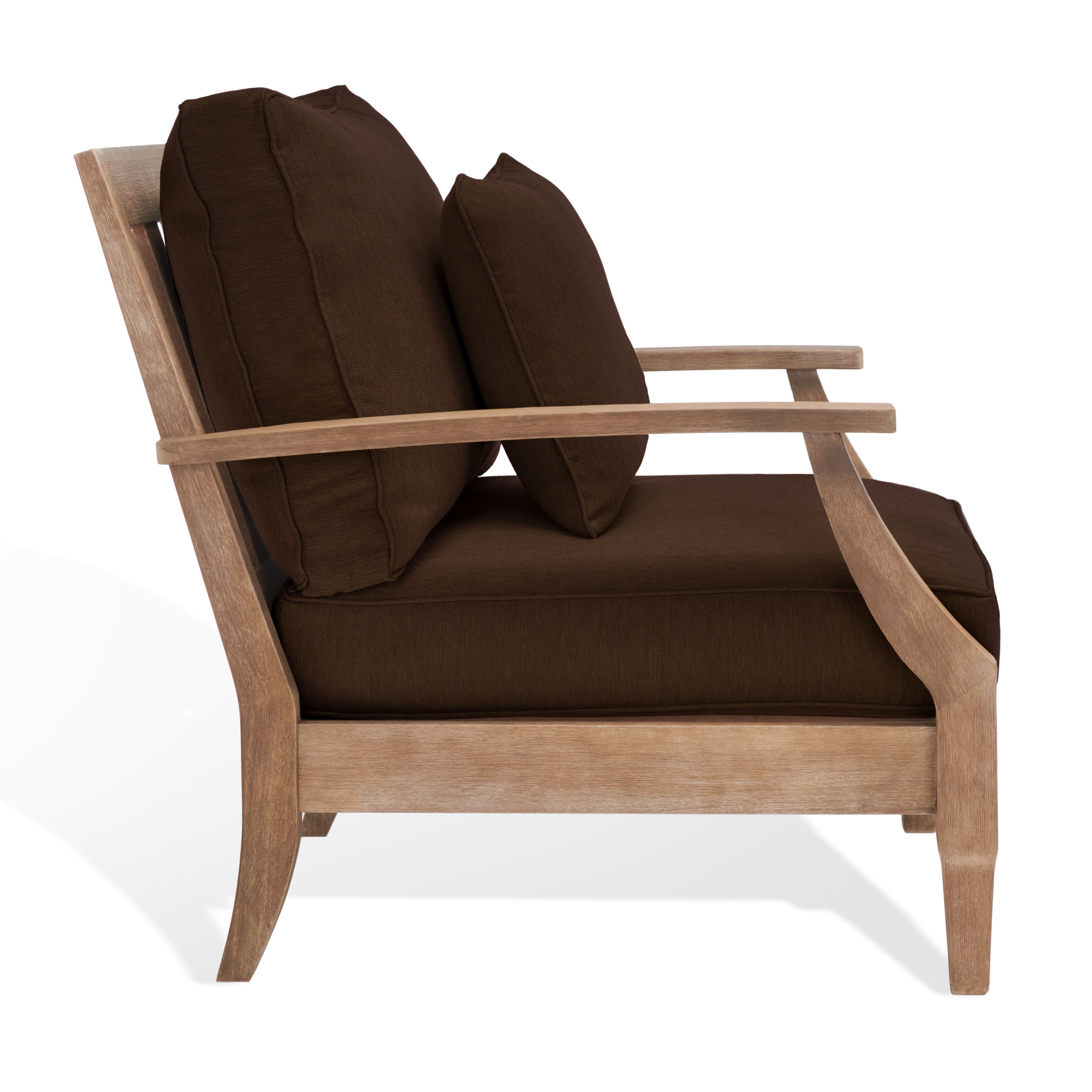 Safavieh Couture Martinique Wood Patio Armchair - Natural / Dark Brown