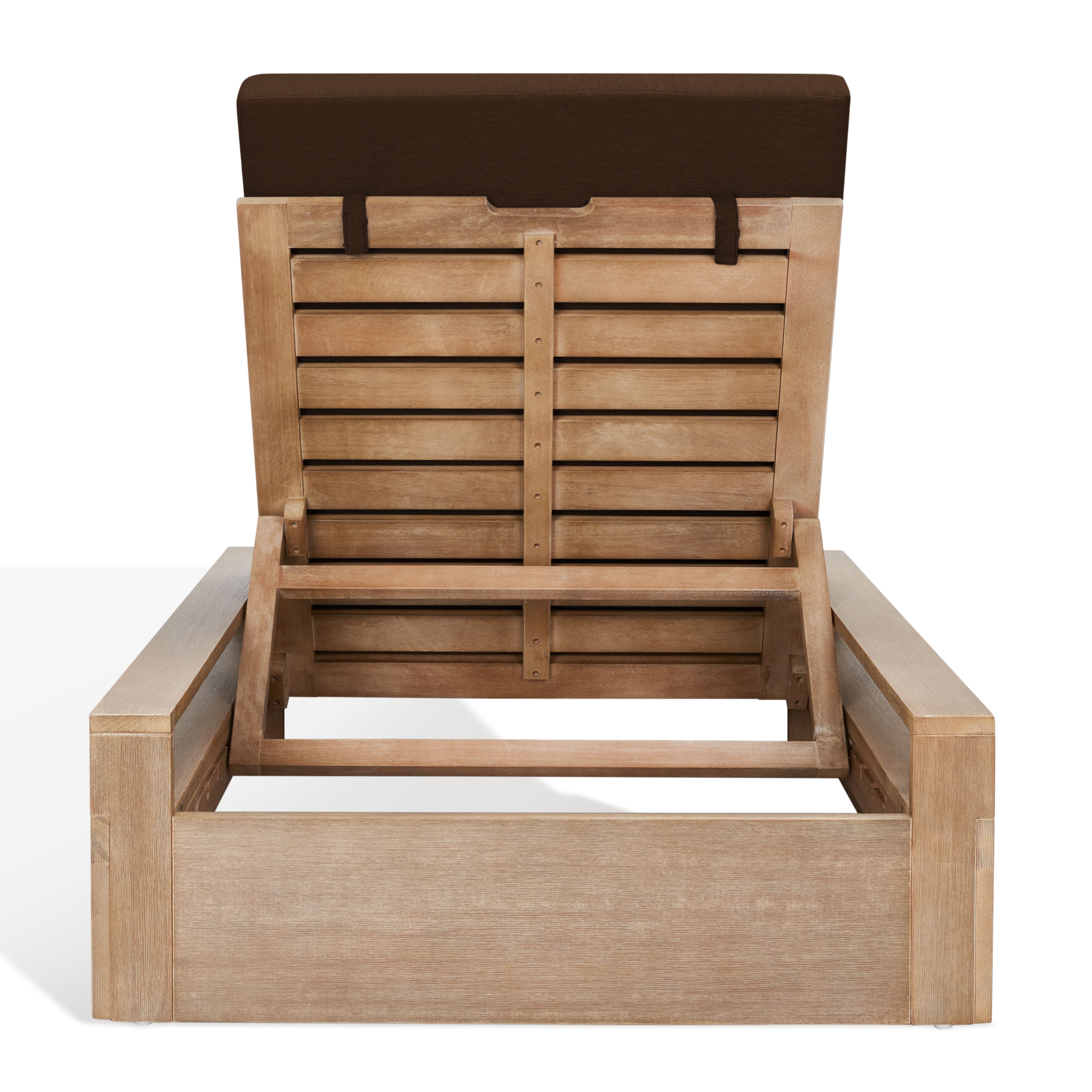 Safavieh Couture Lanai Wood Chaise Lounge Chair, CPT1039 - Natural / Dark Brown