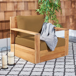 Safavieh Kauai Brazilian Teak Patio Chair, Natural / Beige - Natural / Brown