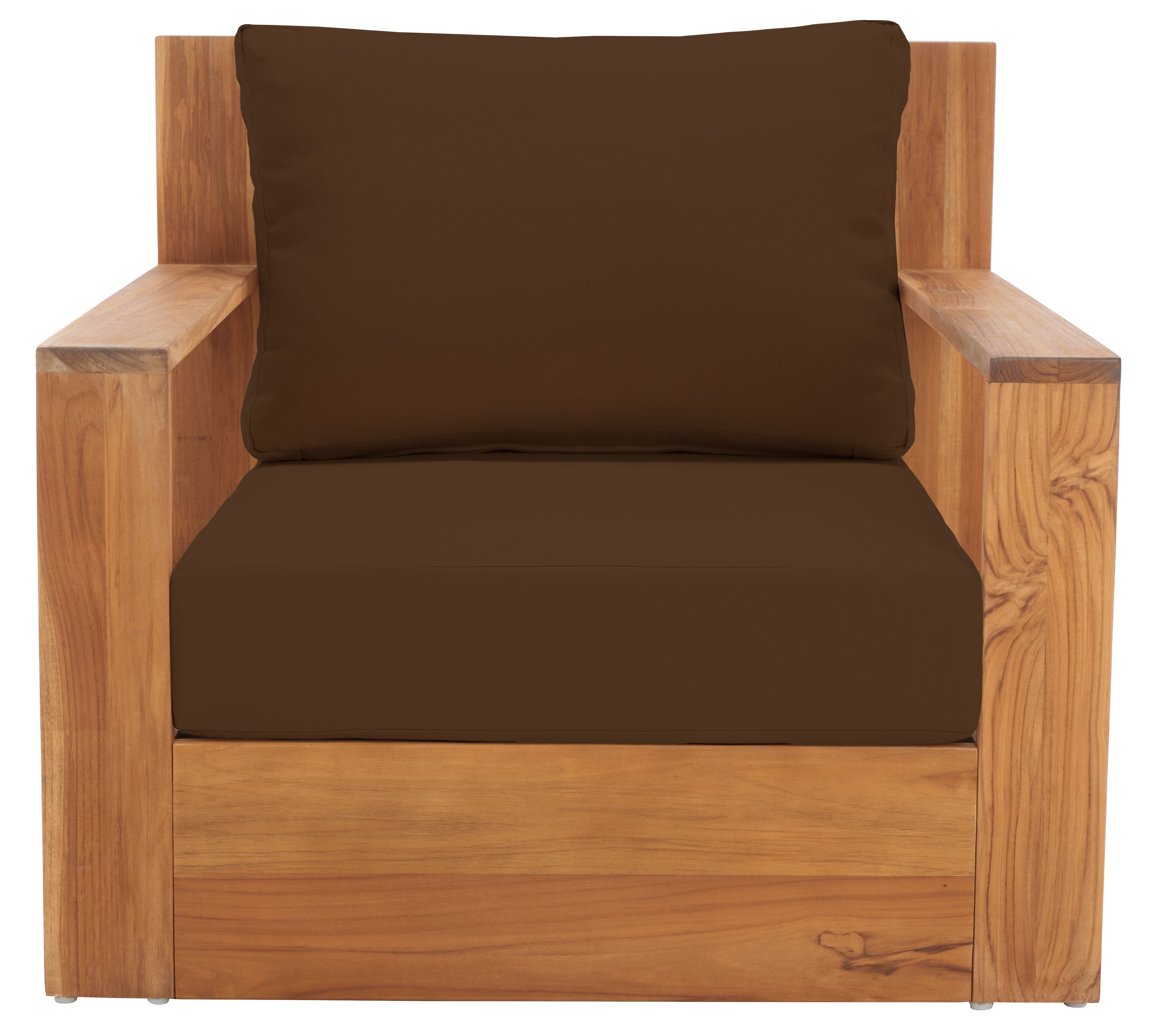 Safavieh Kauai Brazilian Teak Patio Chair, Natural / Beige - Natural / Dark Brown