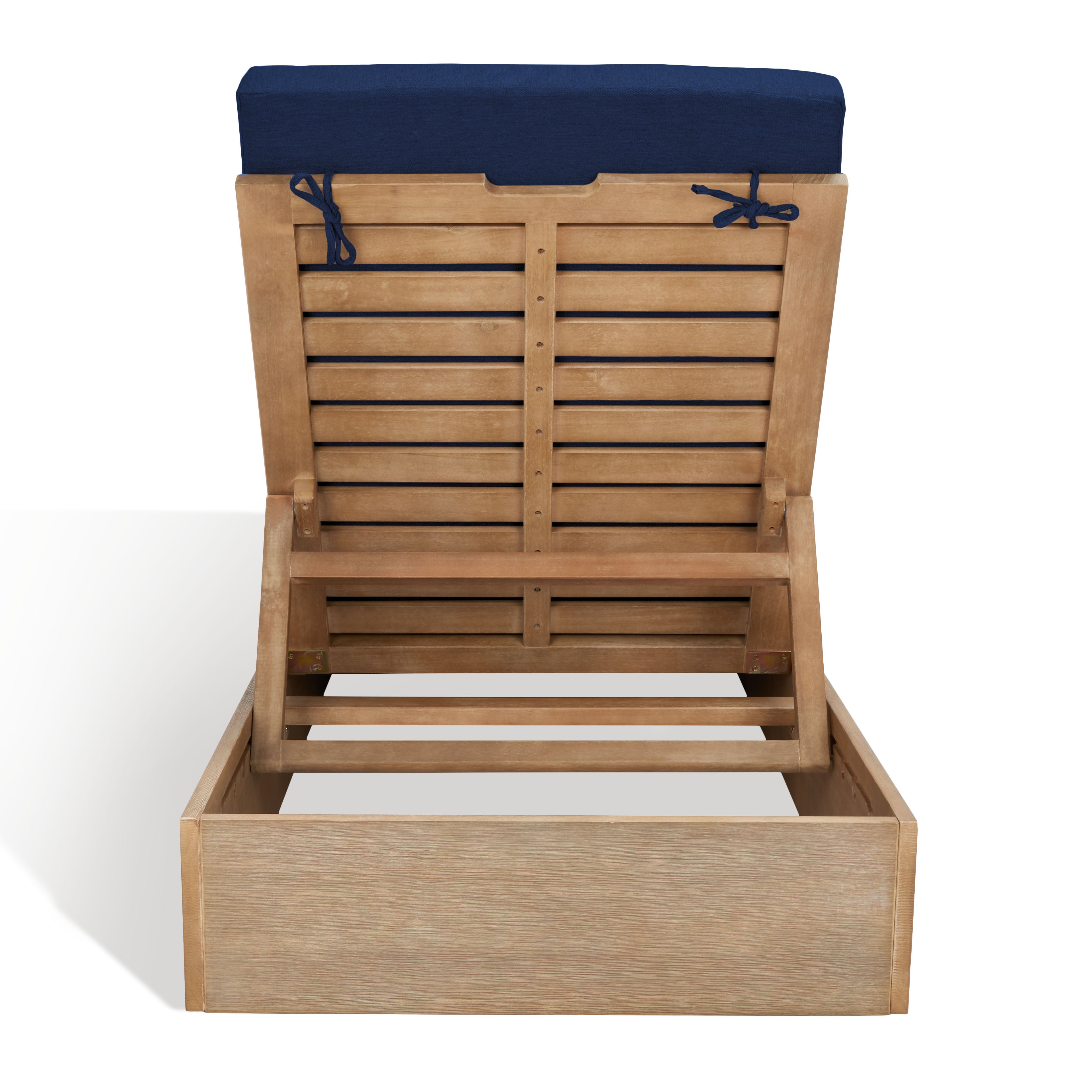 Safavieh Vincent Wood Chaise Lounge Chair , CPT1043 - Natural / Navy