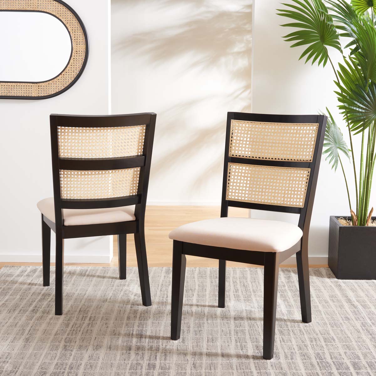 Safavieh Toril Dining Chair (Set of 2) , DCH1013 - Black / White / Natural