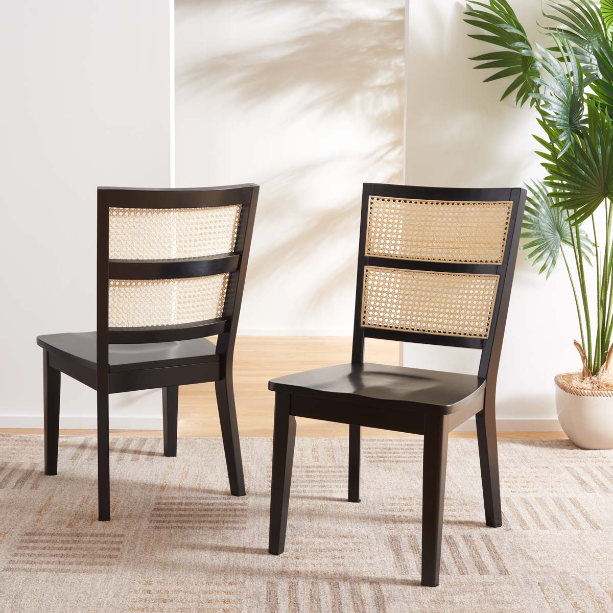 Safavieh Toril Dining Chair (Set of 2) , DCH1013 - Black / Natural