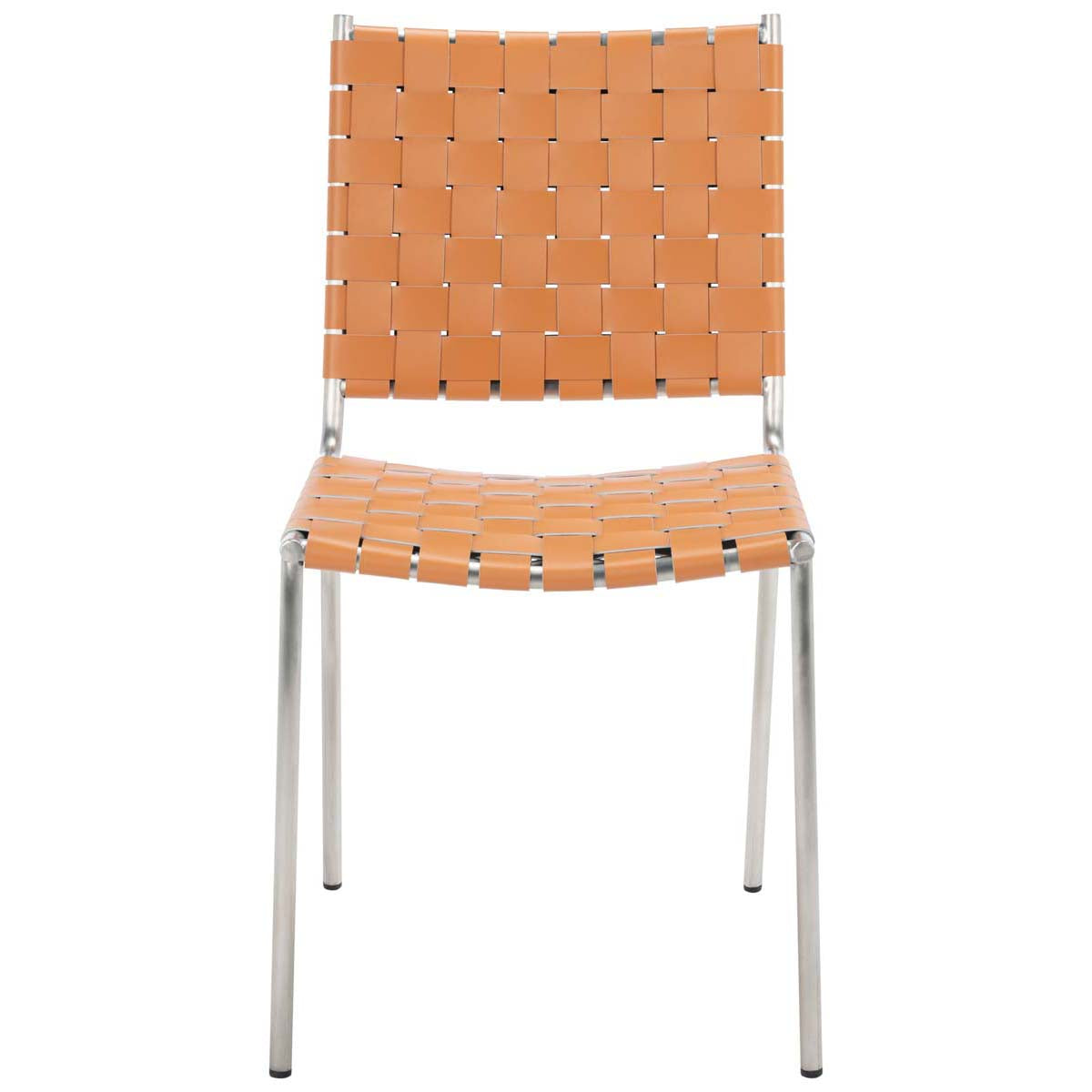 Safavieh Wesson Woven Dining Chair (Set of 2), DCH3005 - Cognac / Silver