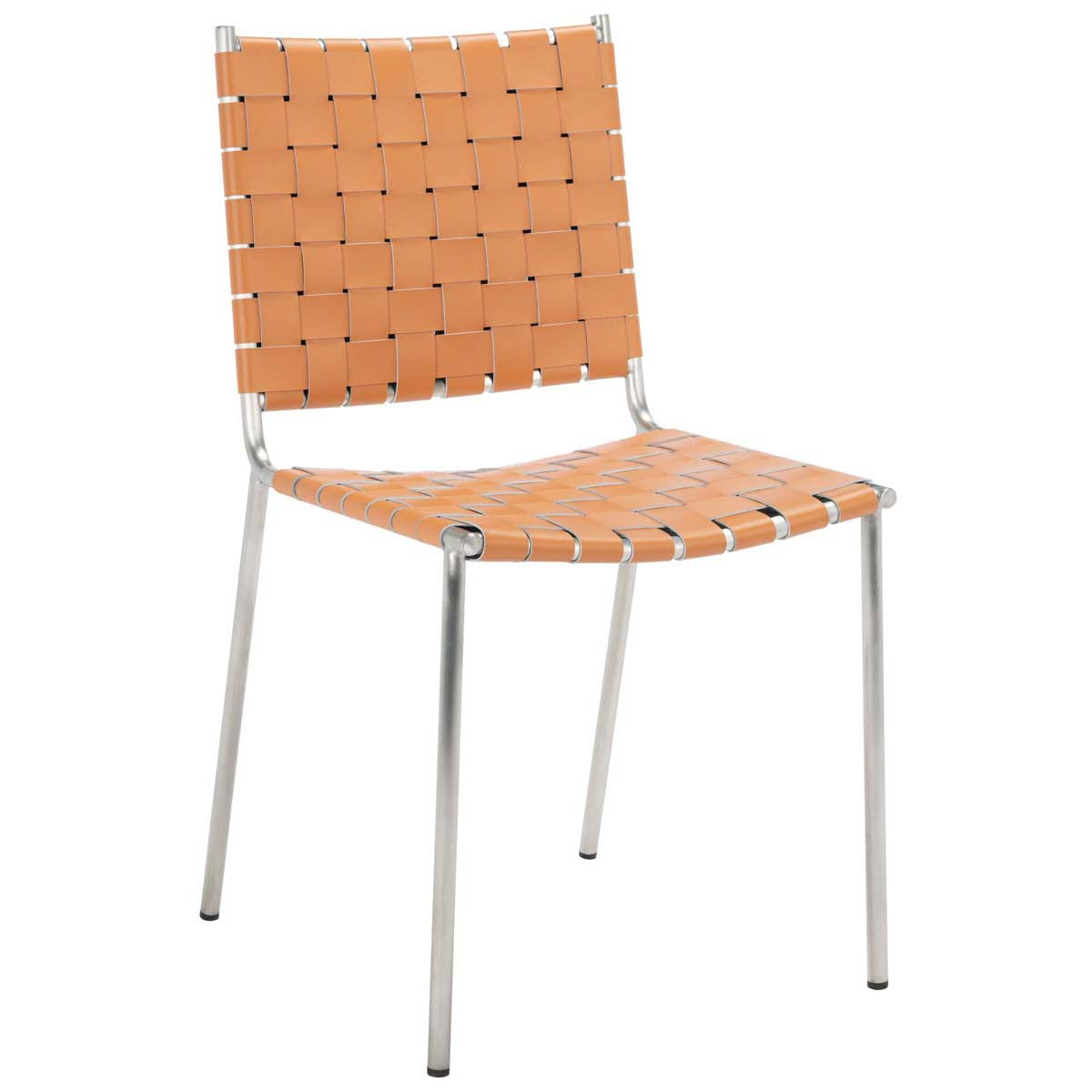 Safavieh Wesson Woven Dining Chair (Set of 2), DCH3005 - Cognac / Silver