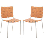 Safavieh Wesson Woven Dining Chair (Set of 2), DCH3005 - Cognac / Silver