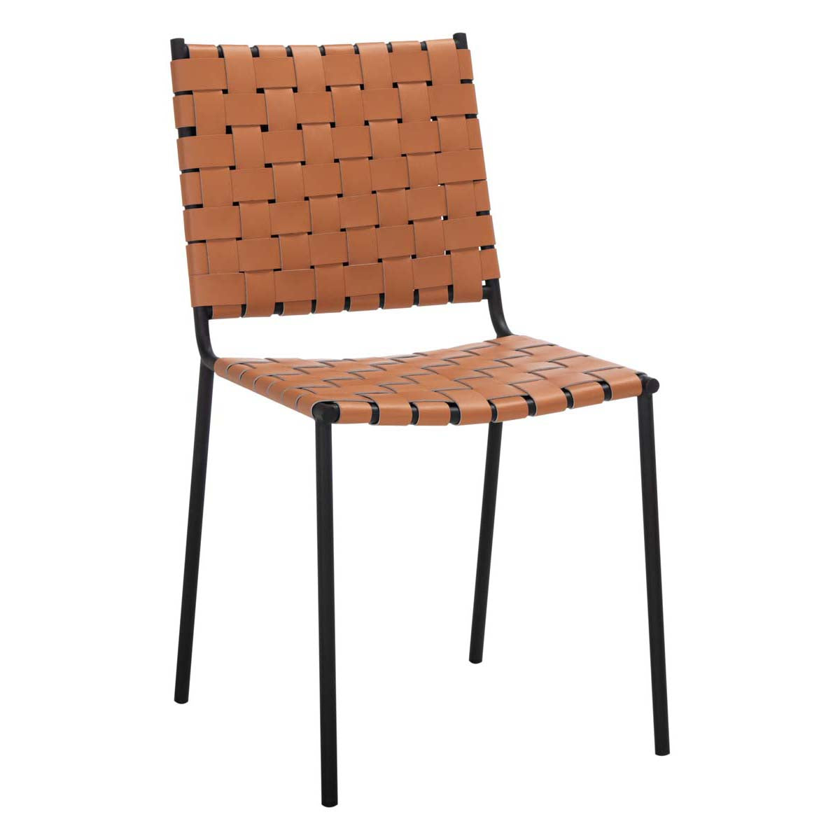 Safavieh Wesson Woven Dining Chair (Set of 2), DCH3005 - Cognac / Black