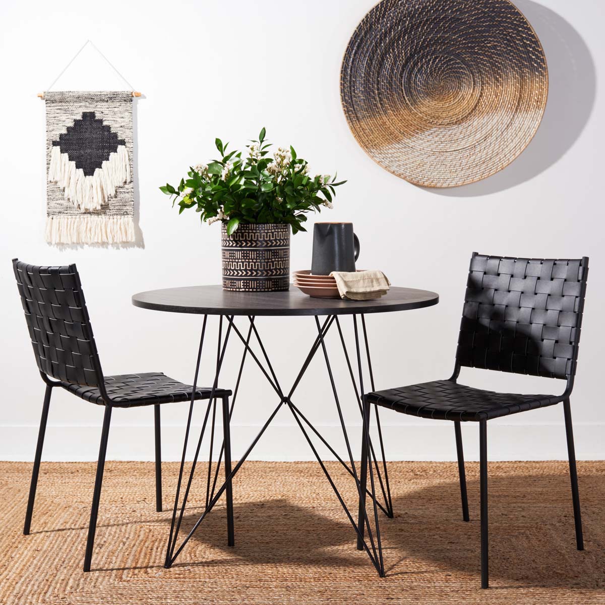 Safavieh Wesson Woven Dining Chair (Set of 2), DCH3005 - Black