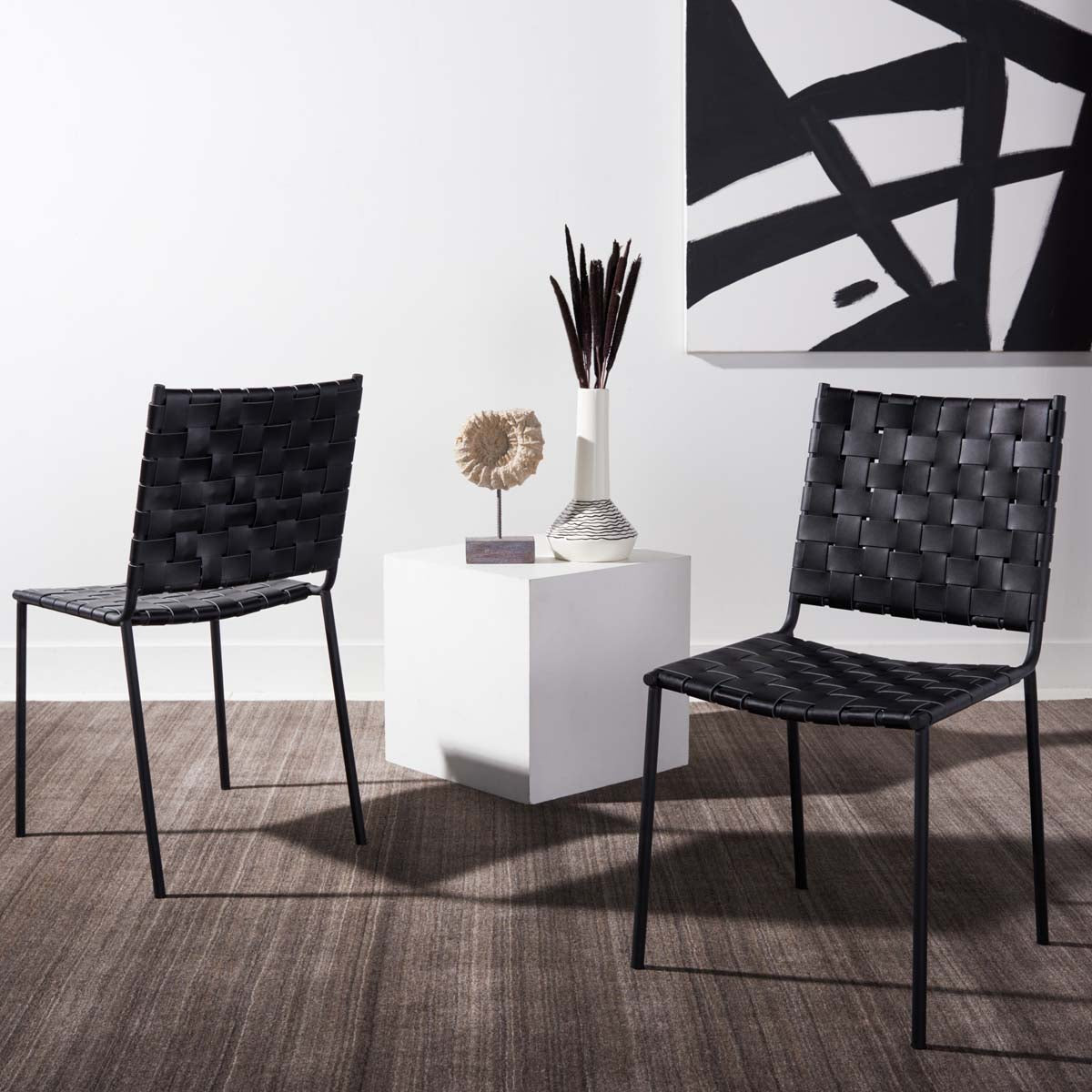 Safavieh Wesson Woven Dining Chair (Set of 2), DCH3005 - Black