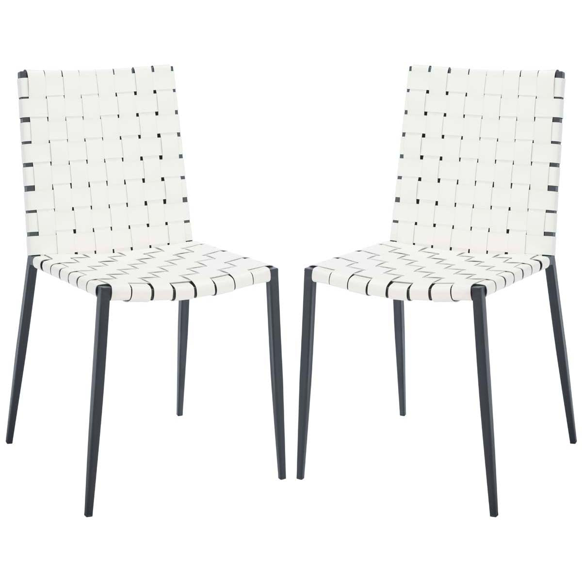 Safavieh Rayne Woven Dining Chair (Set of 2), DCH3006 - White / Black