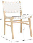 Safavieh Taika Woven Leather Dining Chair (Set of 2), DCH4000 - White / Light Natural