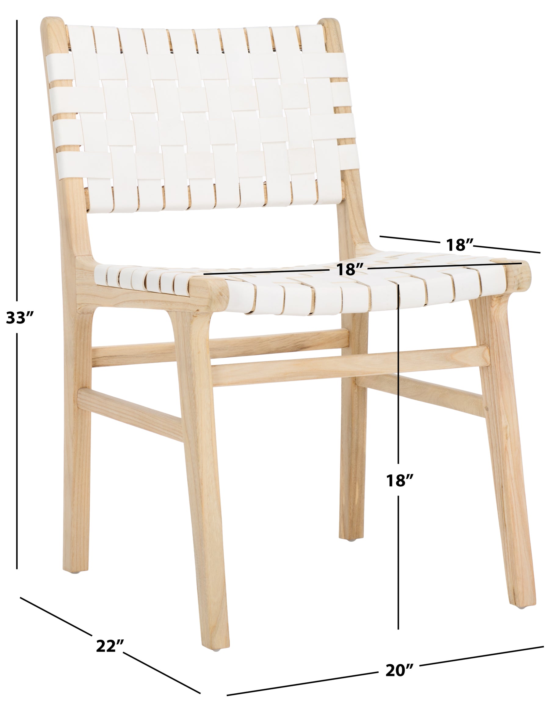 Safavieh Taika Woven Leather Dining Chair (Set of 2), DCH4000 - White / Light Natural