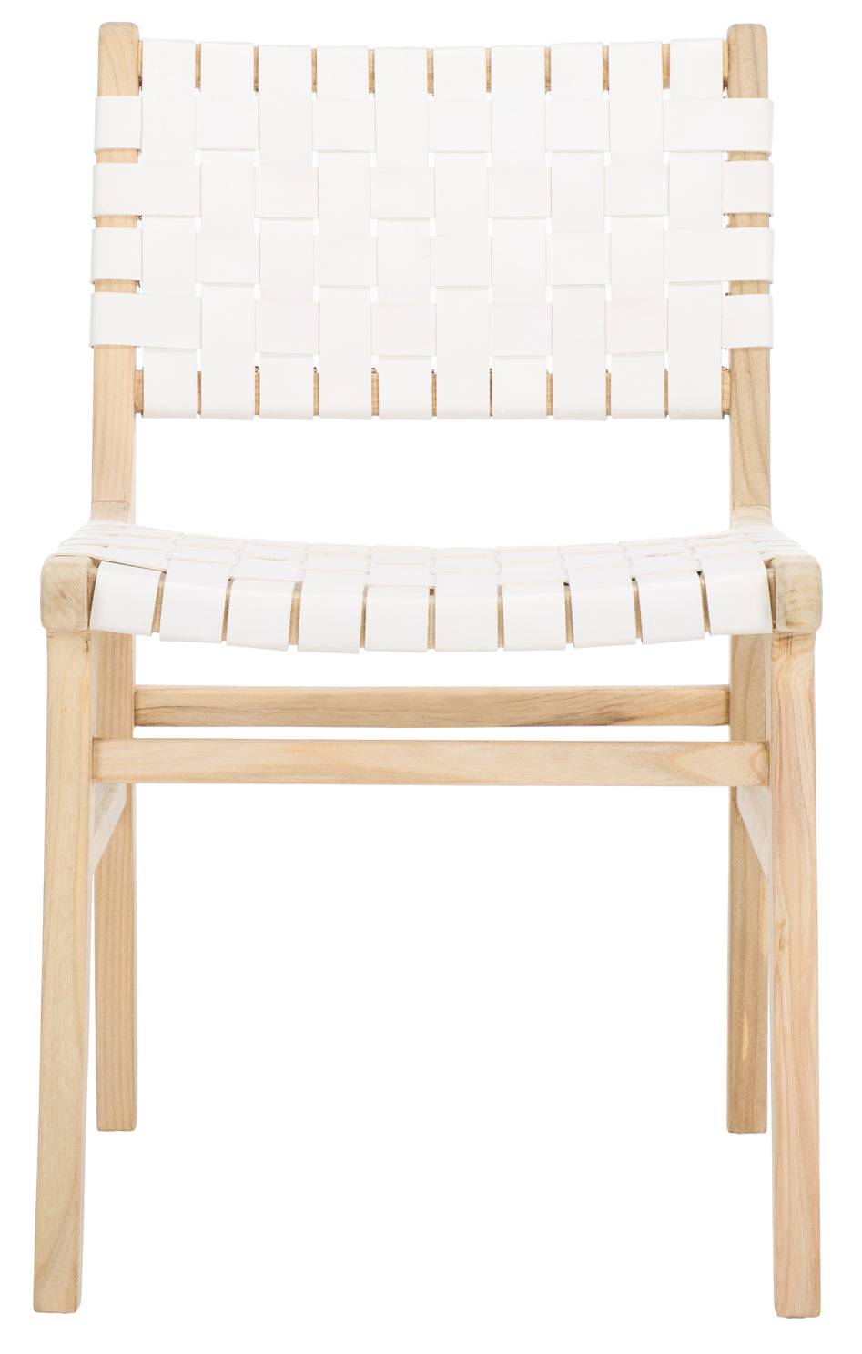 Safavieh Taika Woven Leather Dining Chair (Set of 2), DCH4000 - White / Light Natural