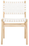 Safavieh Taika Woven Leather Dining Chair (Set of 2), DCH4000 - White / Light Natural