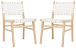 Safavieh Taika Woven Leather Dining Chair (Set of 2), DCH4000 - White / Light Natural