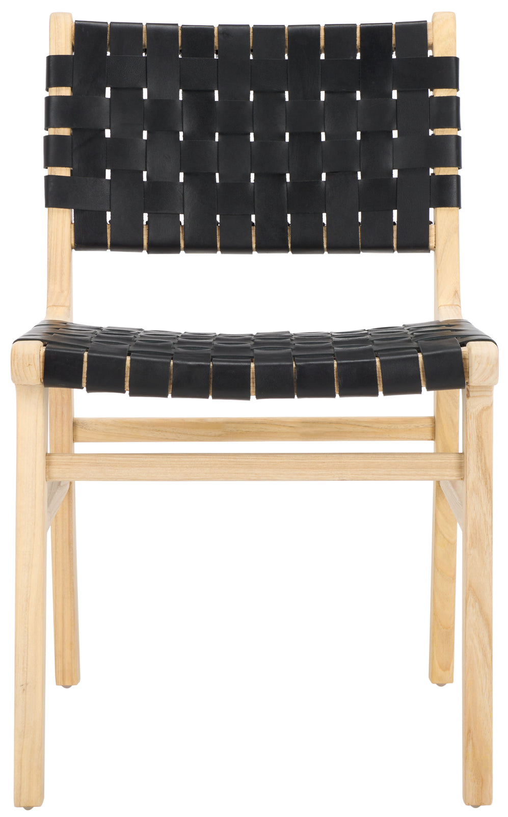 Safavieh Taika Woven Leather Dining Chair (Set of 2), DCH4000 - Black / Light Natural