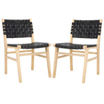 Safavieh Taika Woven Leather Dining Chair (Set of 2), DCH4000 - Black / Light Natural