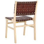 Safavieh Taika Woven Leather Dining Chair (Set of 2), DCH4000 - Cognac / Light Natural