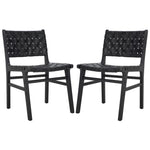 Safavieh Taika Woven Leather Dining Chair (Set of 2), DCH4000 - Black