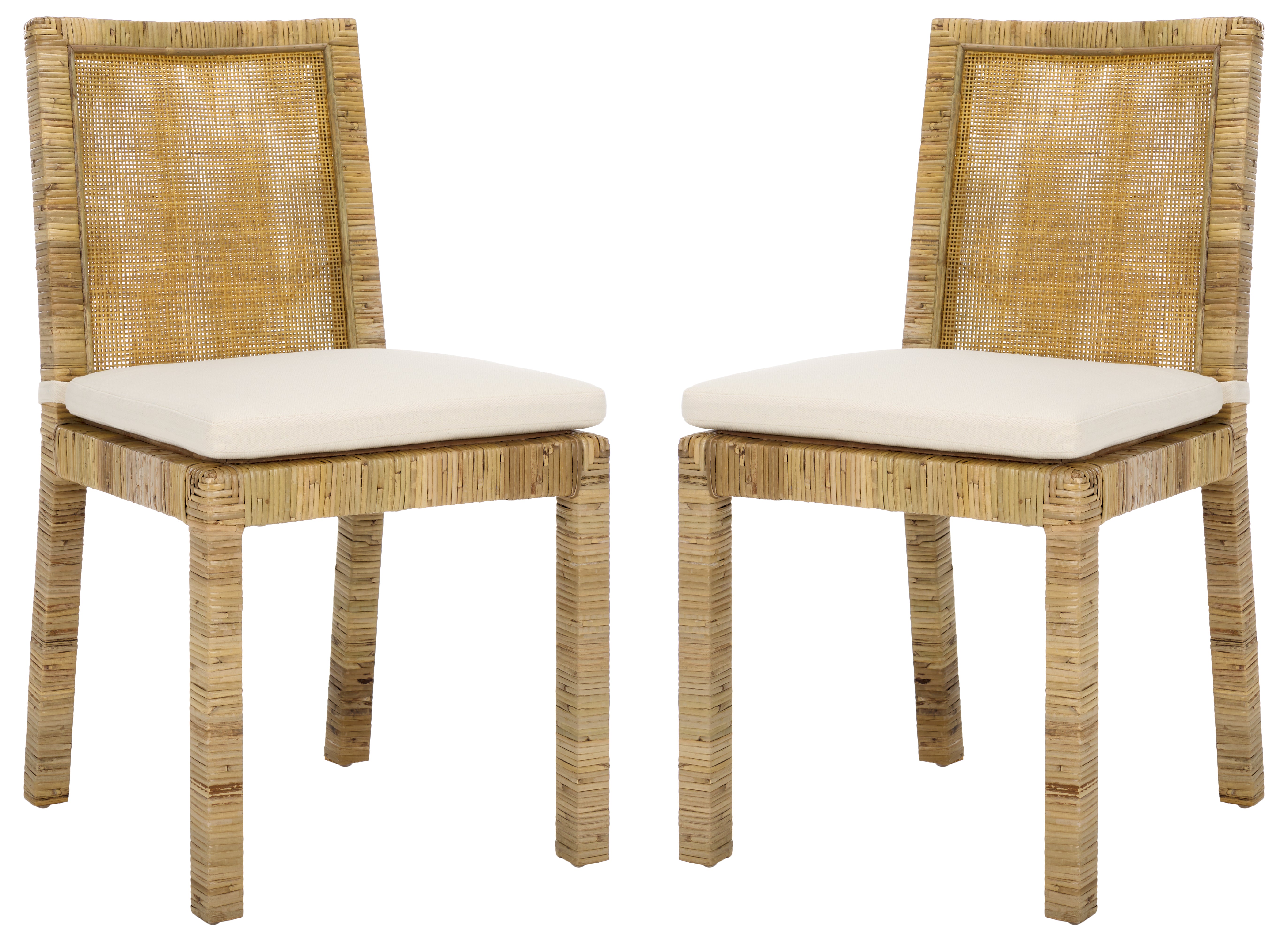 Safavieh Tojo Cane Dining Chair W/Cushion (Set of 2) - White / Grey