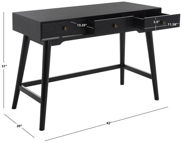 Safavieh Scully 3 Drawer Desk, DSK6401 - Black