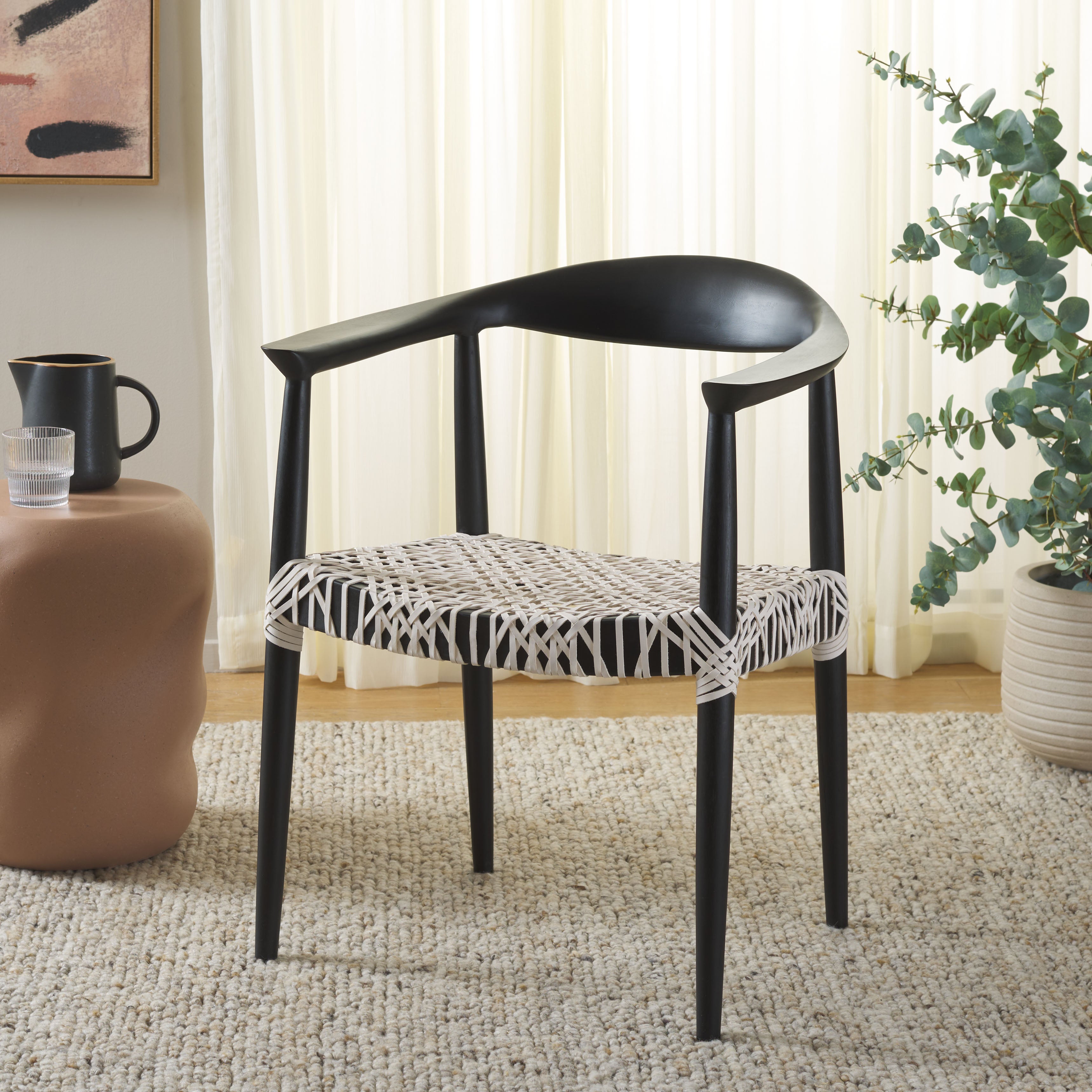 Safavieh Bandelier Arm Chair , FOX1003 - White / Black