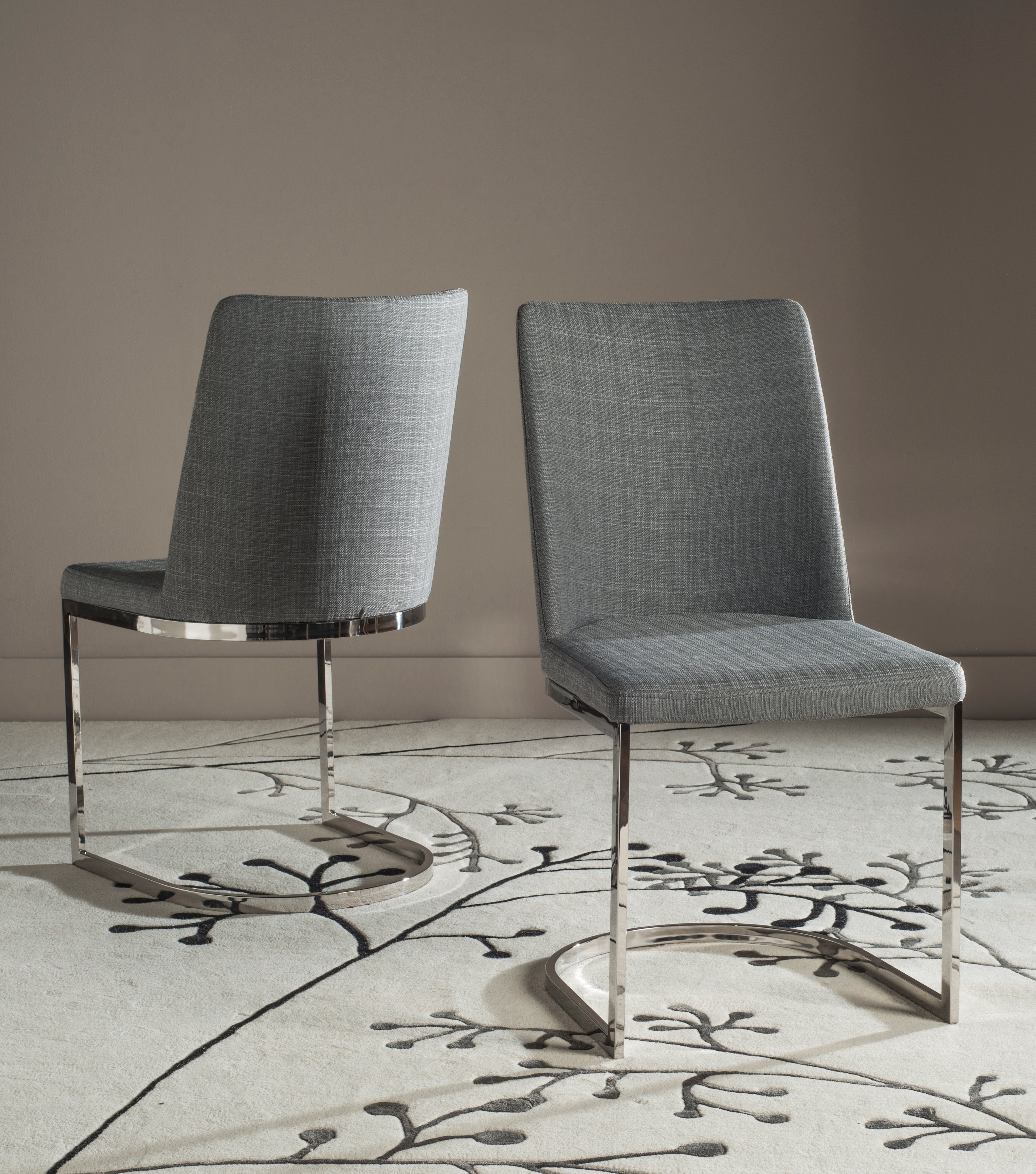 Safavieh Parkston Side Chair (Set of 2), FOX2013 - Dark Grey Linen