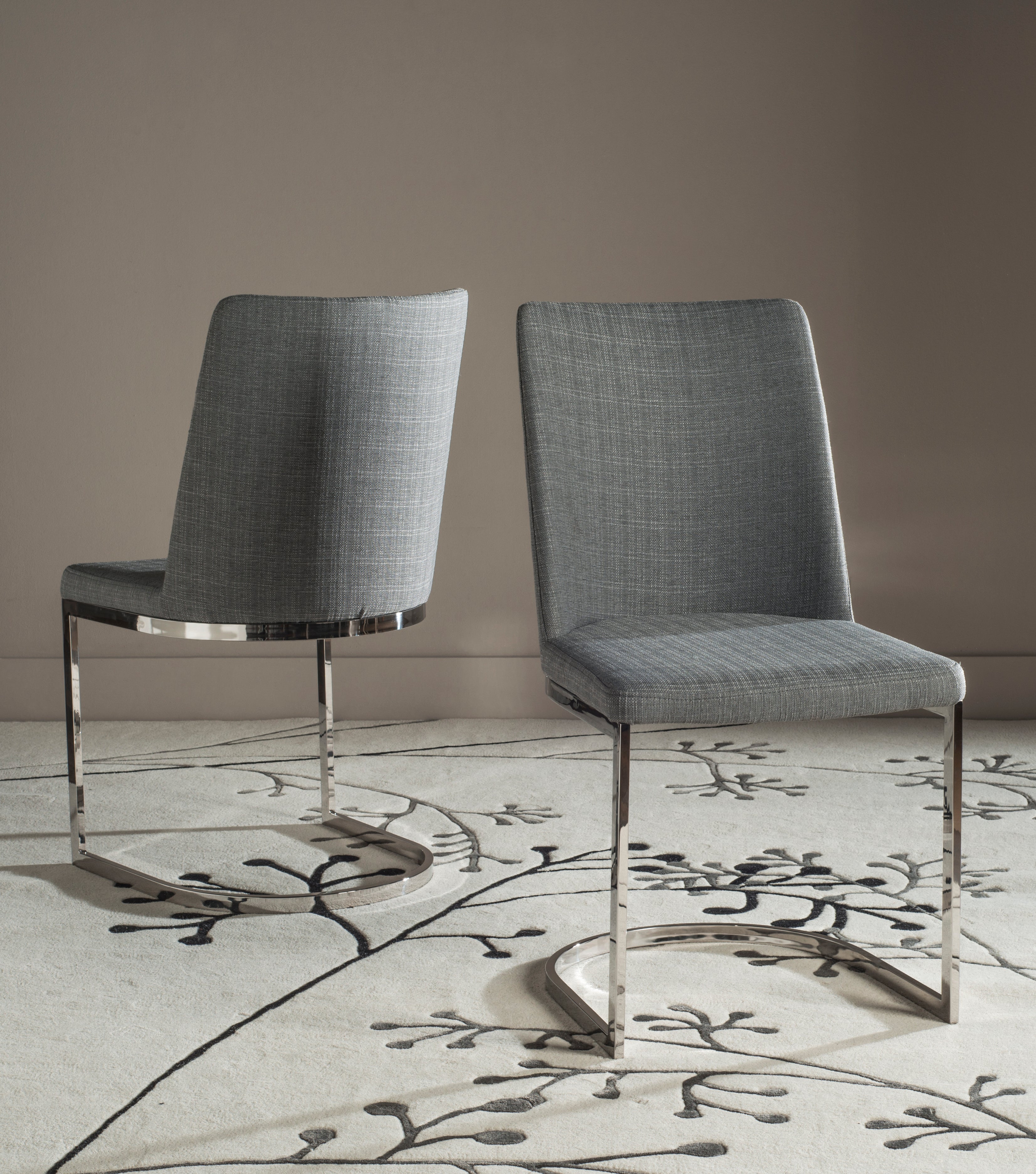 Safavieh Parkston Side Chair (Set of 2), FOX2013 - Dark Grey Linen