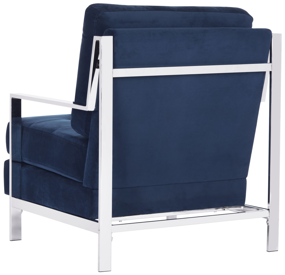 avieh Walden Modern Tufted Linen Chrome Accent Chair , FOX6279 - Navy