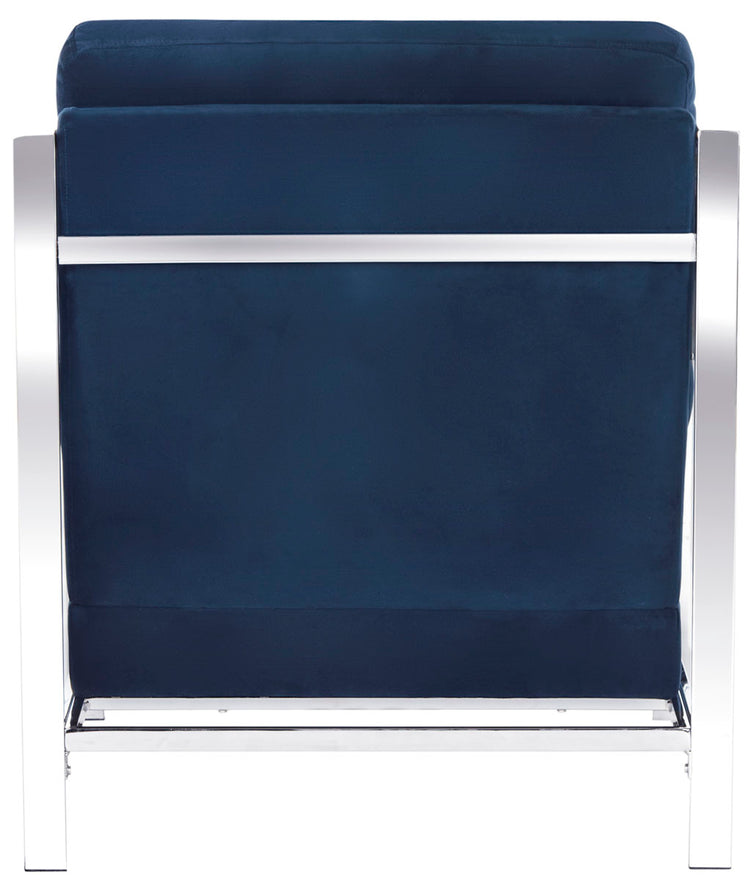 avieh Walden Modern Tufted Linen Chrome Accent Chair , FOX6279 - Navy