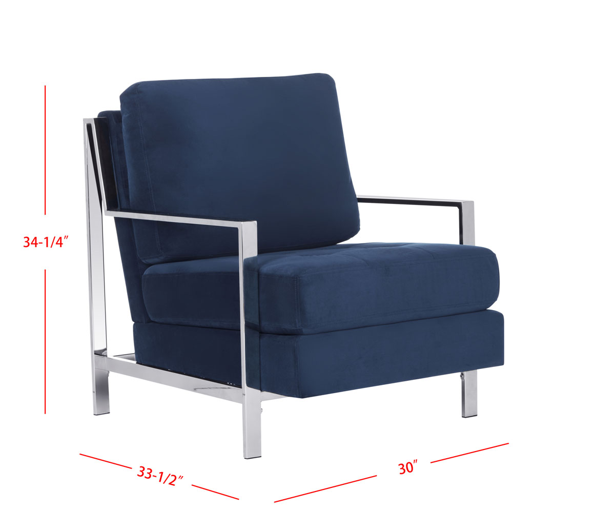 avieh Walden Modern Tufted Linen Chrome Accent Chair , FOX6279 - Navy