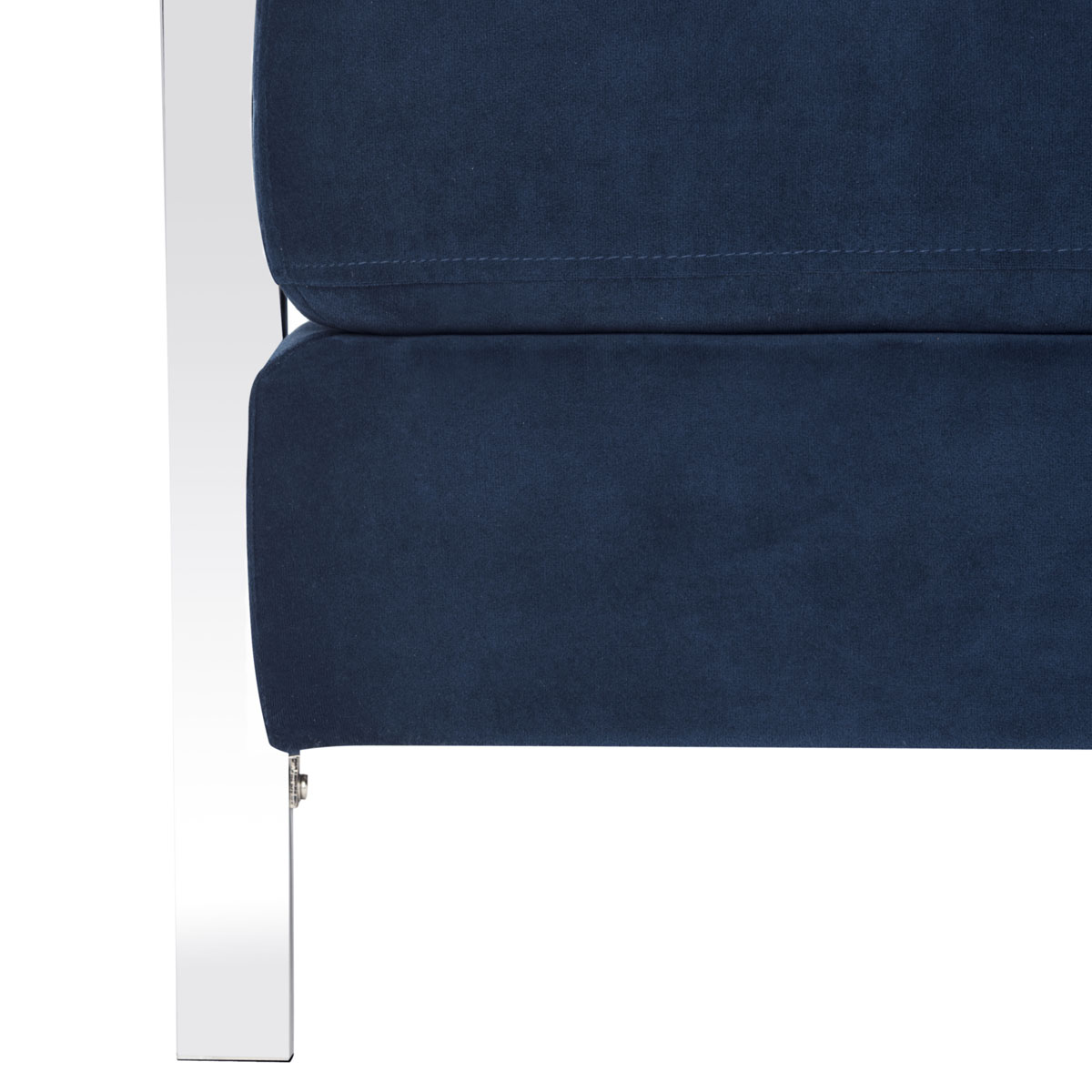 avieh Walden Modern Tufted Linen Chrome Accent Chair , FOX6279 - Navy