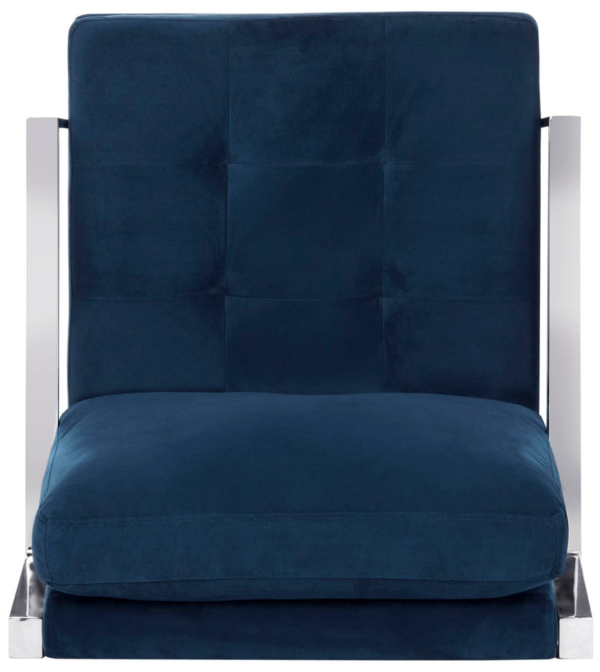 avieh Walden Modern Tufted Linen Chrome Accent Chair , FOX6279 - Navy