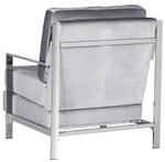 avieh Walden Modern Tufted Linen Chrome Accent Chair , FOX6279 - Light Grey