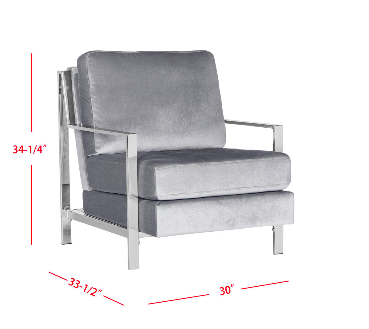 avieh Walden Modern Tufted Linen Chrome Accent Chair , FOX6279 - Light Grey