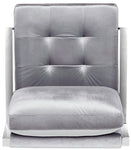 avieh Walden Modern Tufted Linen Chrome Accent Chair , FOX6279 - Light Grey