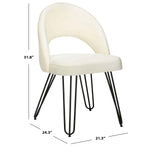 Safavieh Jora Velvet Retro Side Chair, FOX6296 - Cream Velvet/Matte Black (Set of 2)