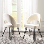 Safavieh Jora Velvet Retro Side Chair, FOX6296 - Cream Velvet/Matte Black (Set of 2)