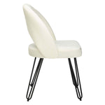 Safavieh Jora Velvet Retro Side Chair, FOX6296 - Cream Velvet/Matte Black (Set of 2)