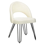 Safavieh Jora Velvet Retro Side Chair, FOX6296 - Cream Velvet/Matte Black (Set of 2)