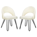 Safavieh Jora Velvet Retro Side Chair, FOX6296 - Cream Velvet/Matte Black (Set of 2)