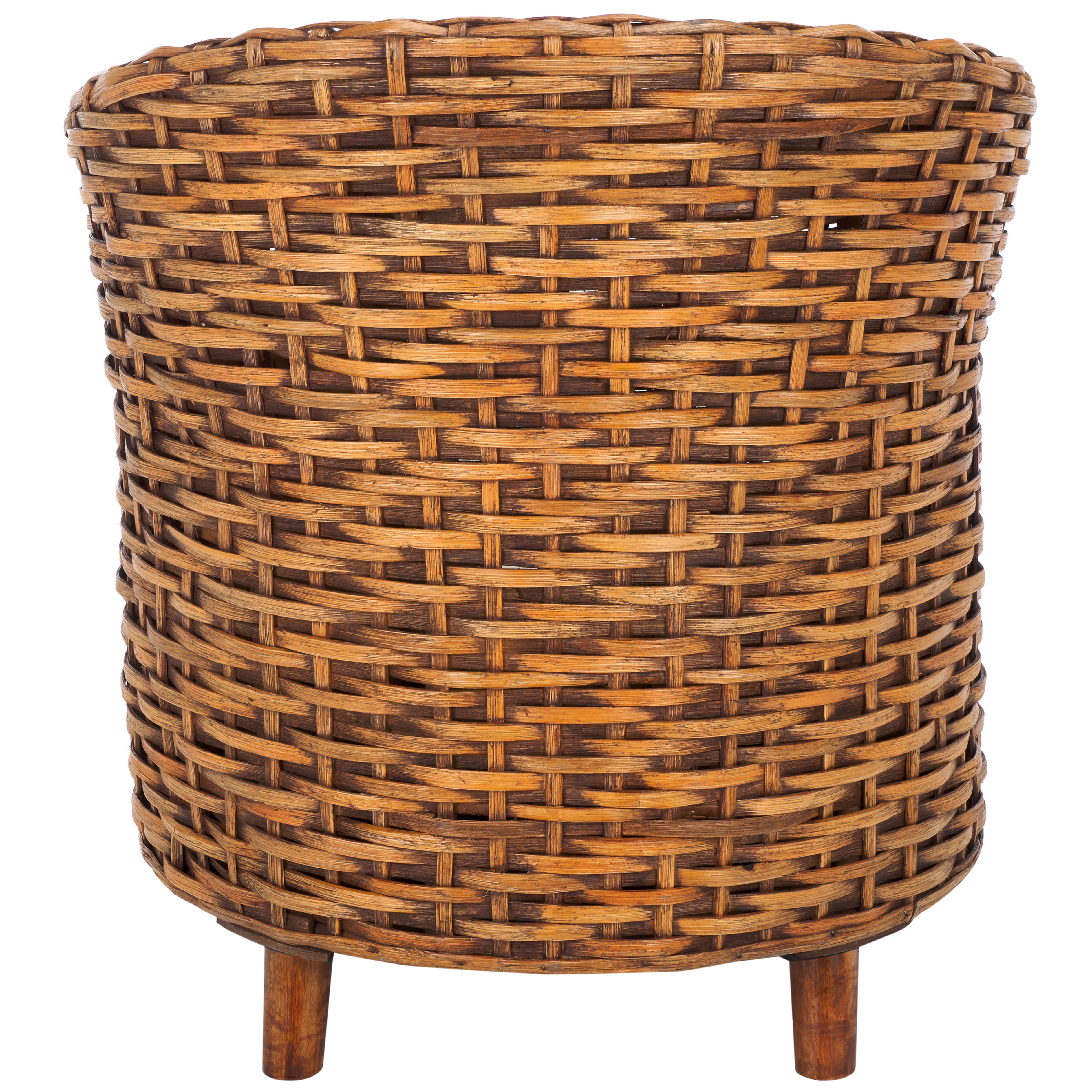 Safavieh Omni Rattan Barrel Chair , FOX6501 - Honey Dark Brown / White