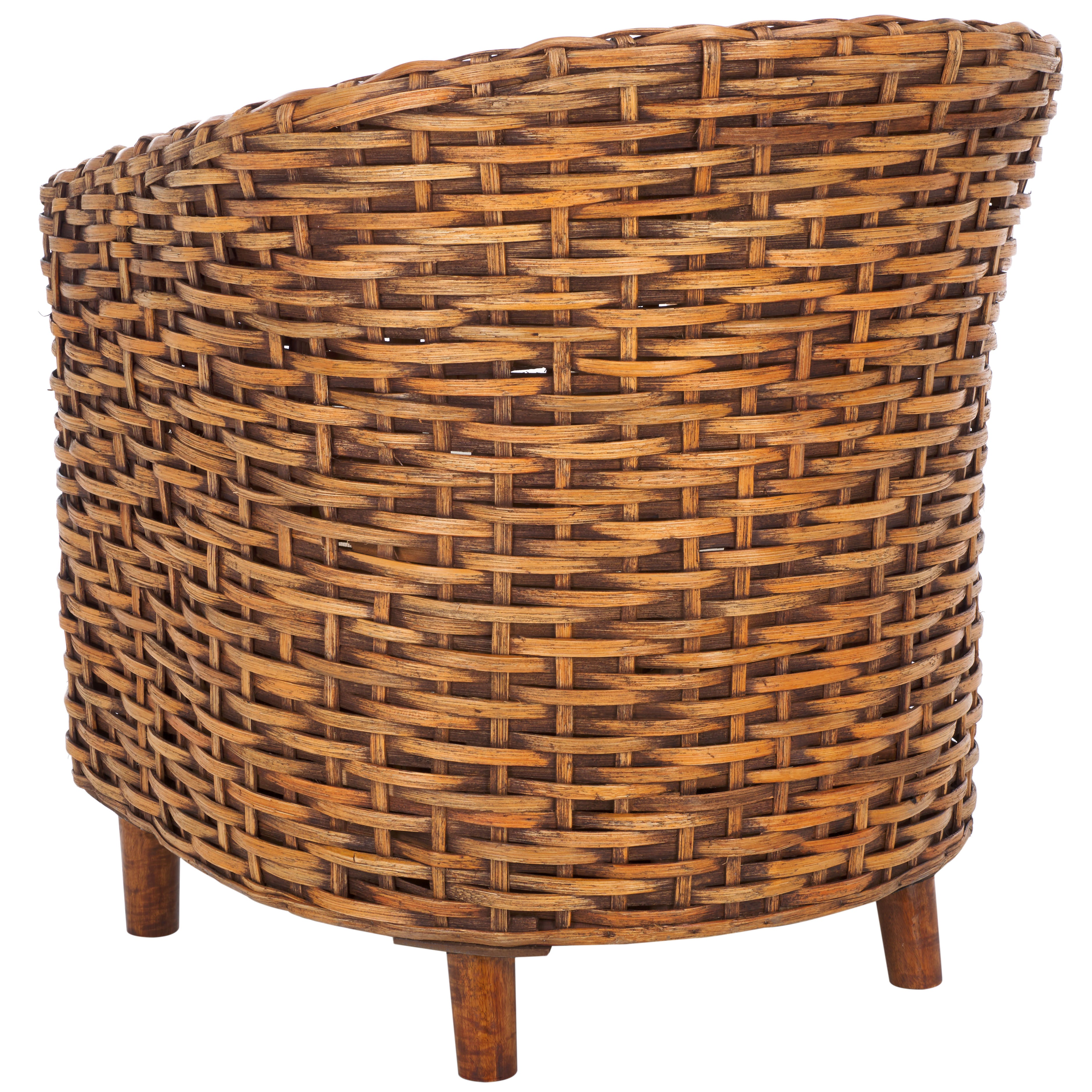 Safavieh Omni Rattan Barrel Chair , FOX6501 - Honey Dark Brown / White