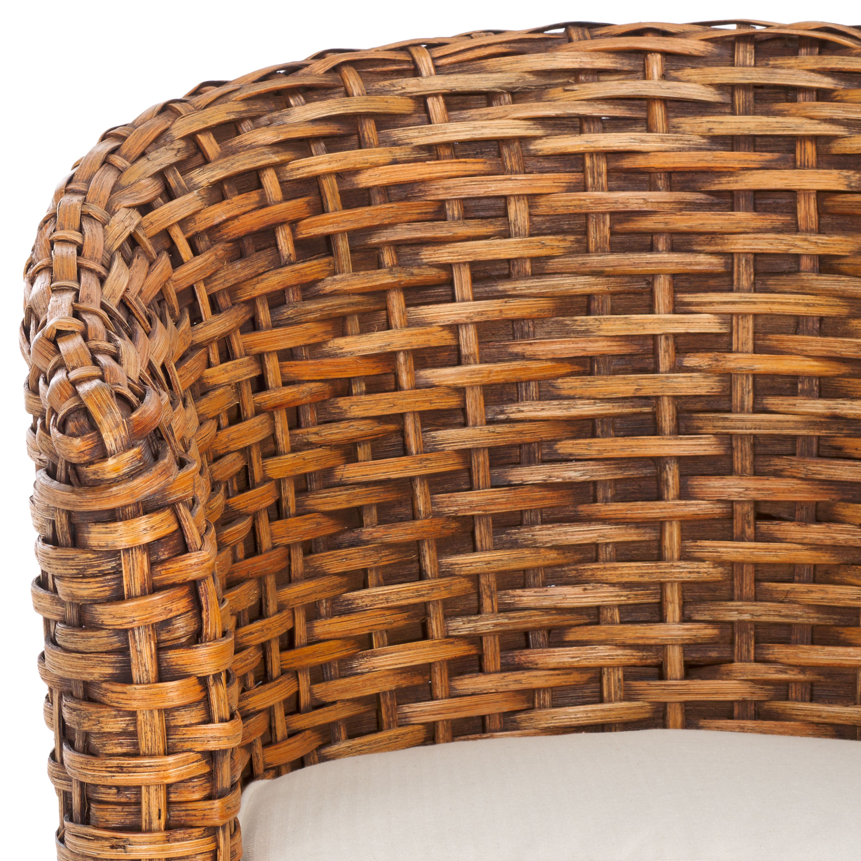 Safavieh Omni Rattan Barrel Chair , FOX6501 - Honey Dark Brown / White