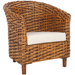 Safavieh Omni Rattan Barrel Chair , FOX6501 - Honey Dark Brown / White